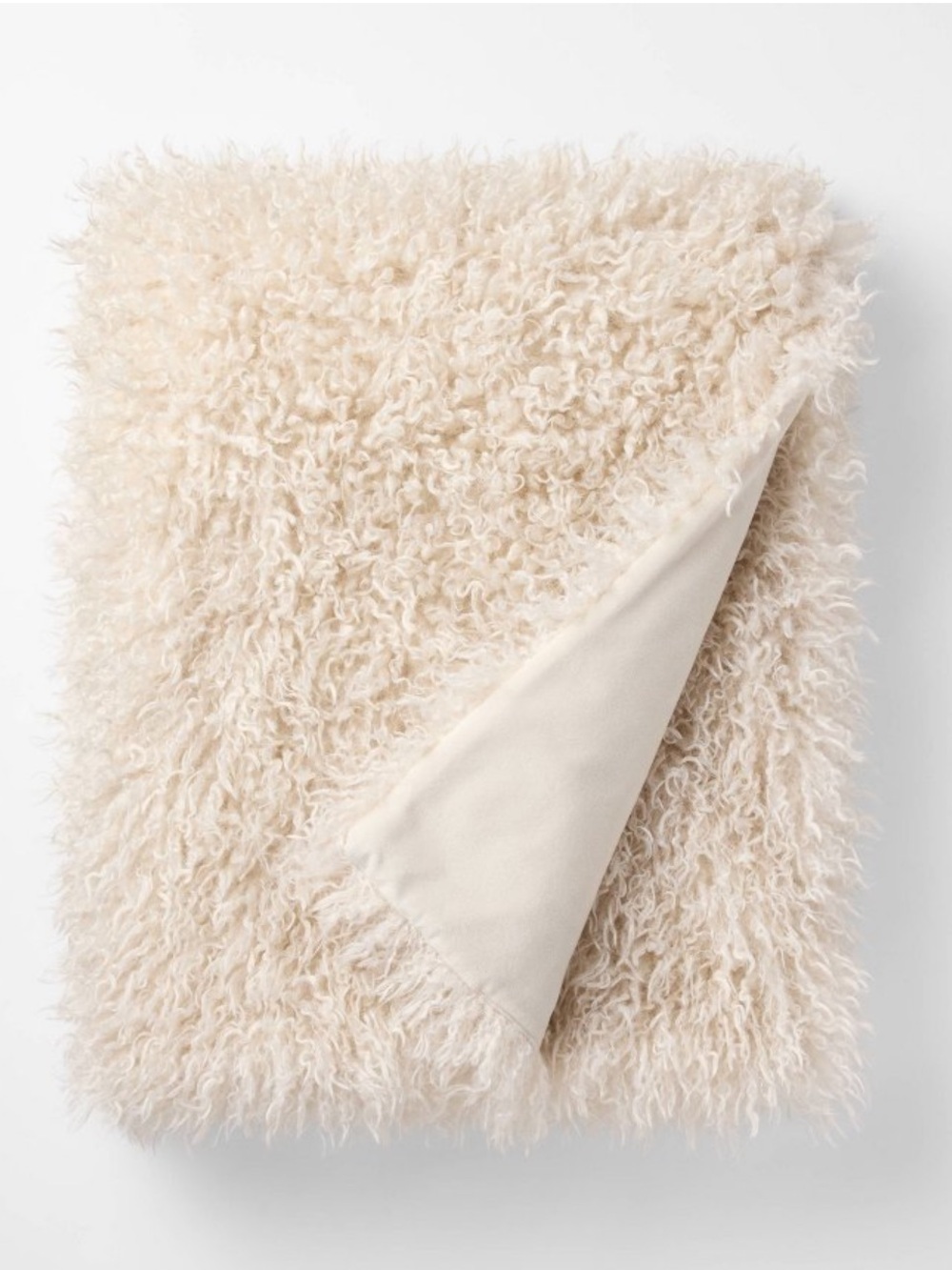 NEW Threshold Studio McGee Cream Faux Mongolian Fur Extra Plush Throw Blanket